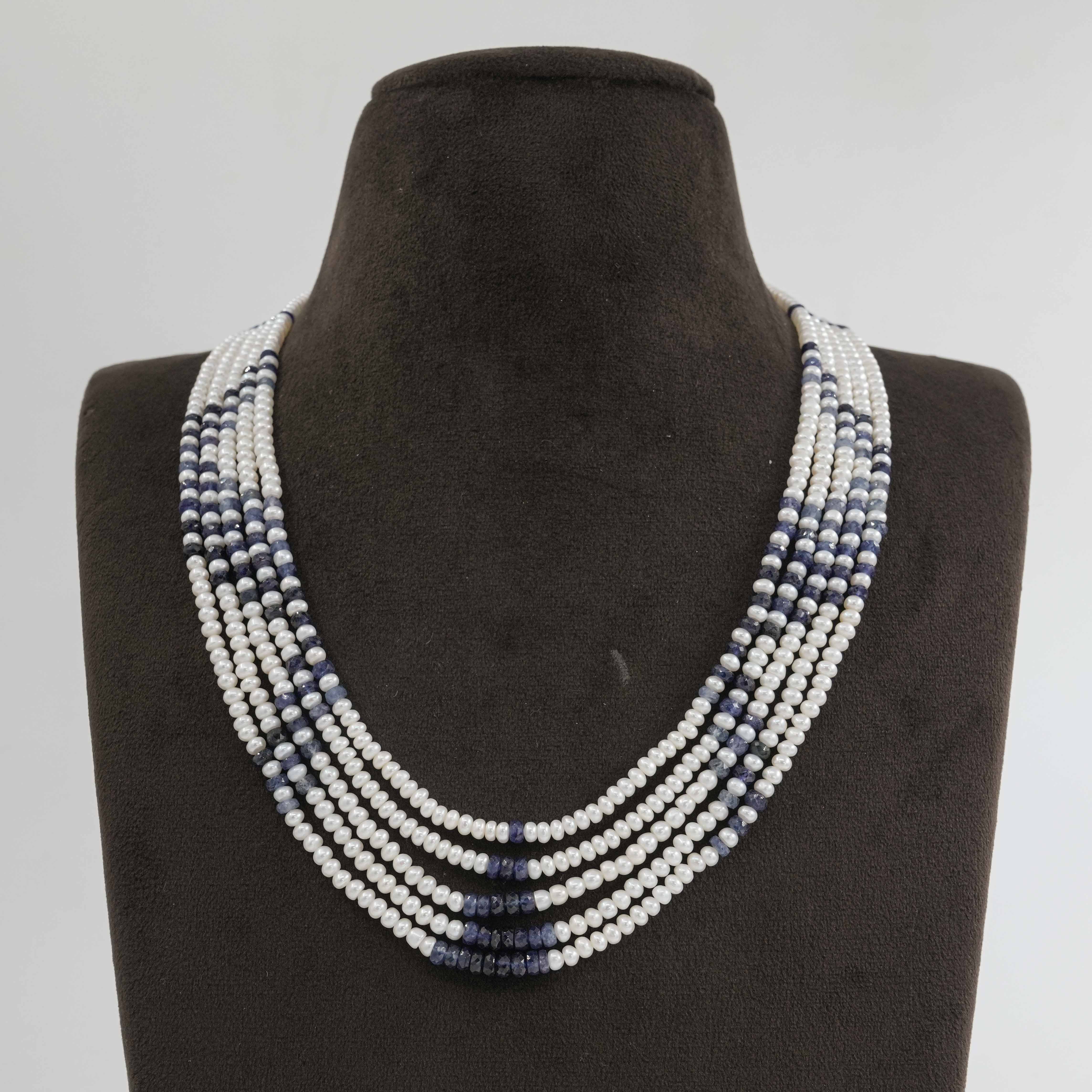 Natural Fresh water pearl sapphire necklace